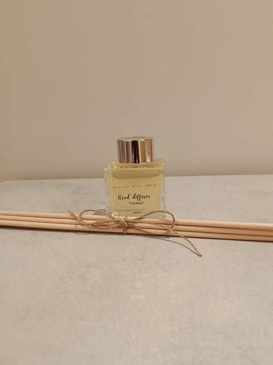 αρωματικό χώρου reed diffuser σε γυάλινο μπουκαλάκι 50ml με 5 καλαμάκια διάχυσης